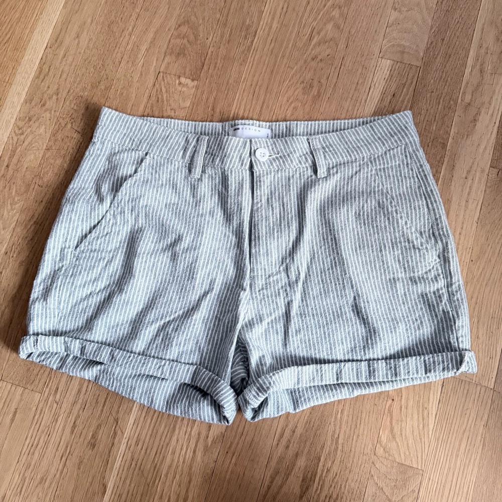 ASOS Light Gray/Green Striped Shorts